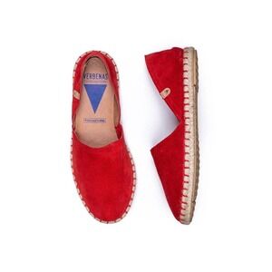 NEW VERBENAS Carmen Serraje espadrilles Red Suede Leather Slip On Flats Spain 39